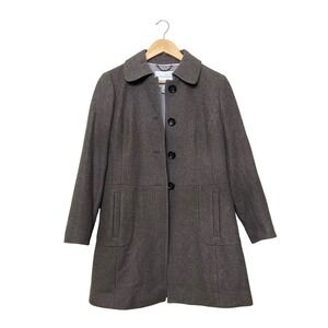 Banana‎ Republic Italian Wool Blend Coat Petite M Brown Button Front Peacoat